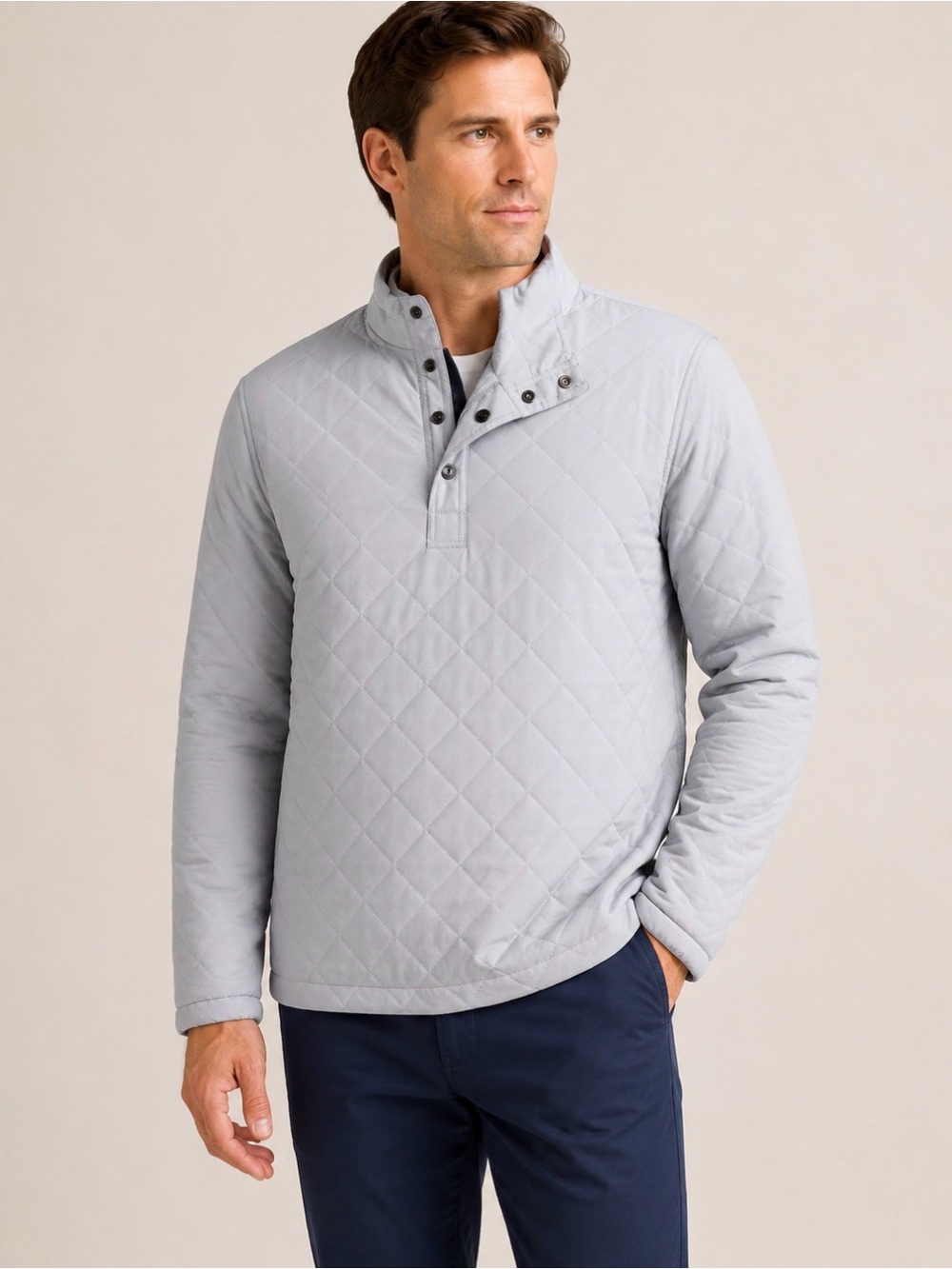 Polo Golf Ralph Lauren Quilted‎ Pullover Jacket NWT Gray Large Golf Casual